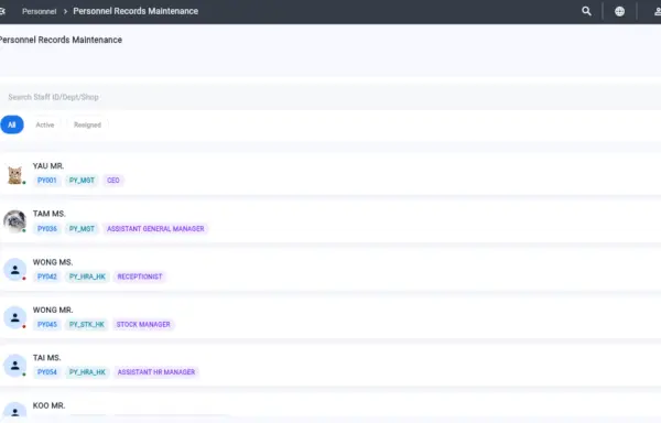 Personnel Record Maintenance List
