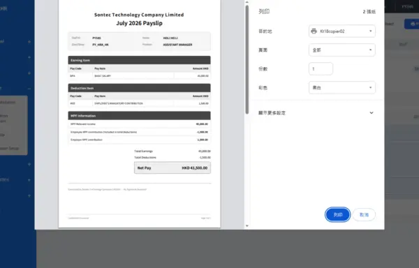 Print Payslip